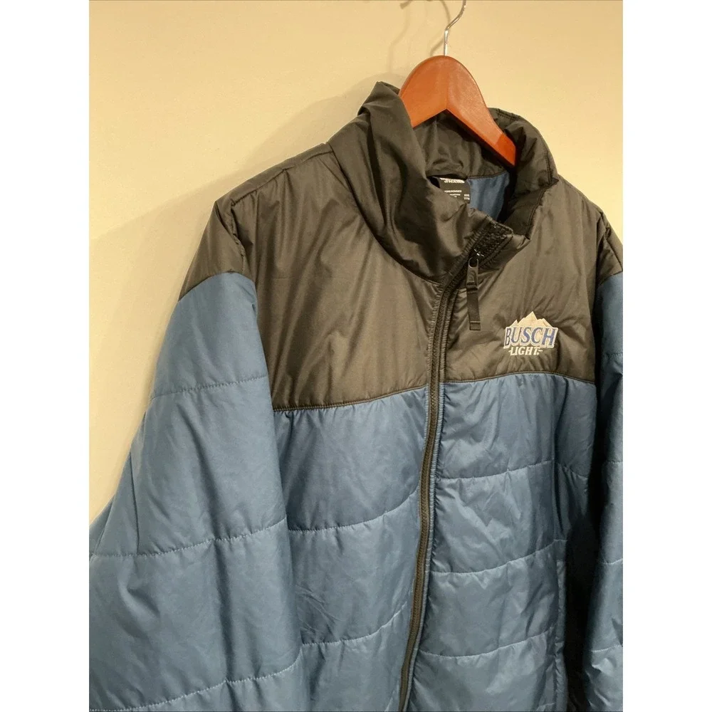 The North Face Mens Blue Insulated Puffer Jacket Full Zip, 3XL, Busch Light